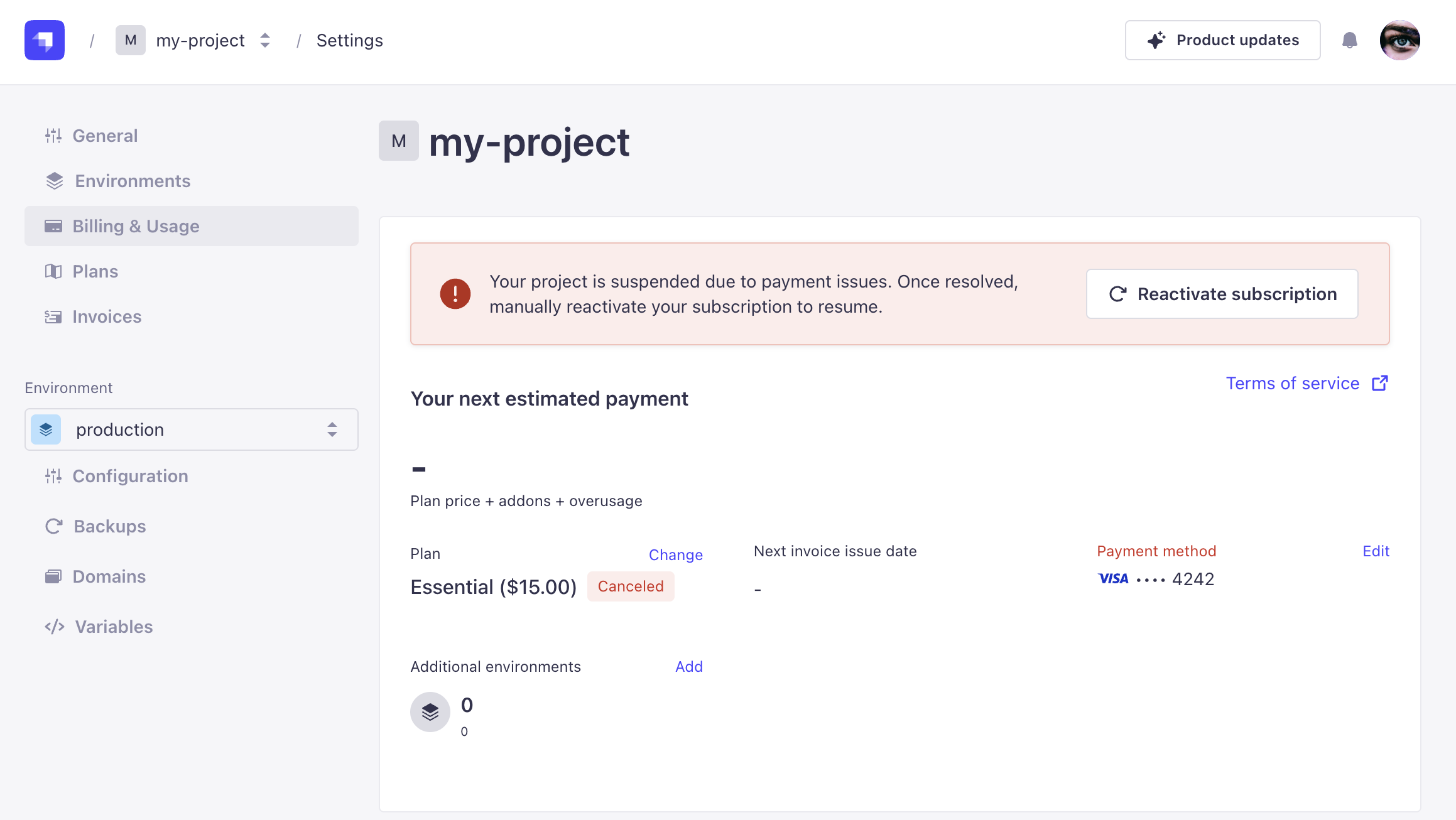 Reactivate subscription